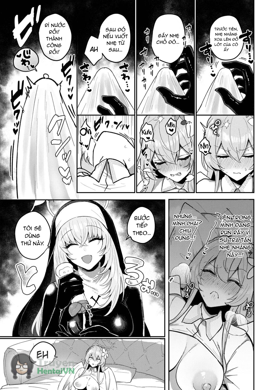 Đọc truyện hentai Futanari Tea Party Dosukebe Tougijou Nagisa VS Sisterhood + Kyuugo Kishidan (Blue Archive) - Oneshot